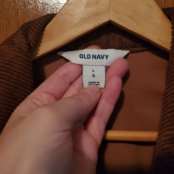 Old Navy Women's Tan Utility Jacket with Corduroy Collar - Picture 3 of 4